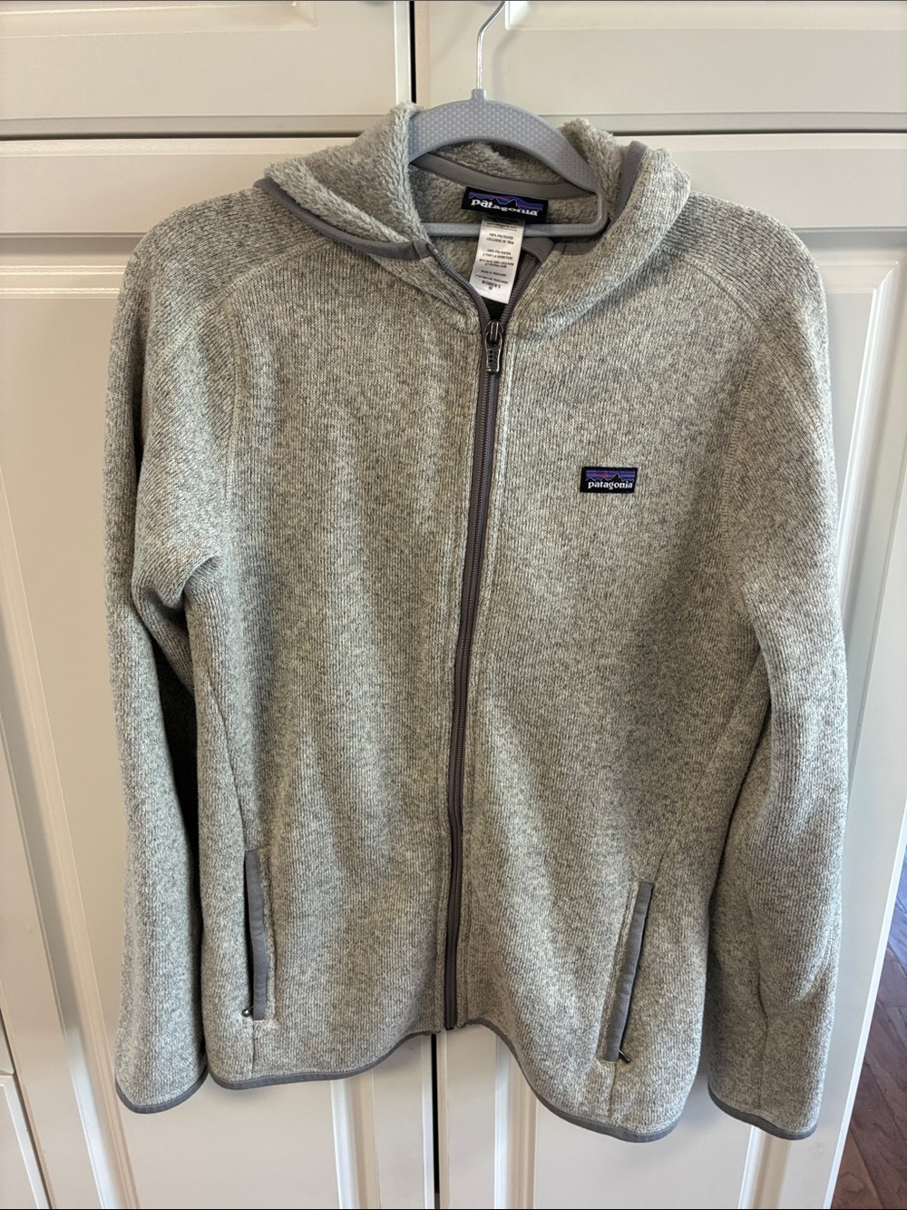 Patagonia Heather Gray Full Zip Hooded Teddy Fleece Jacket